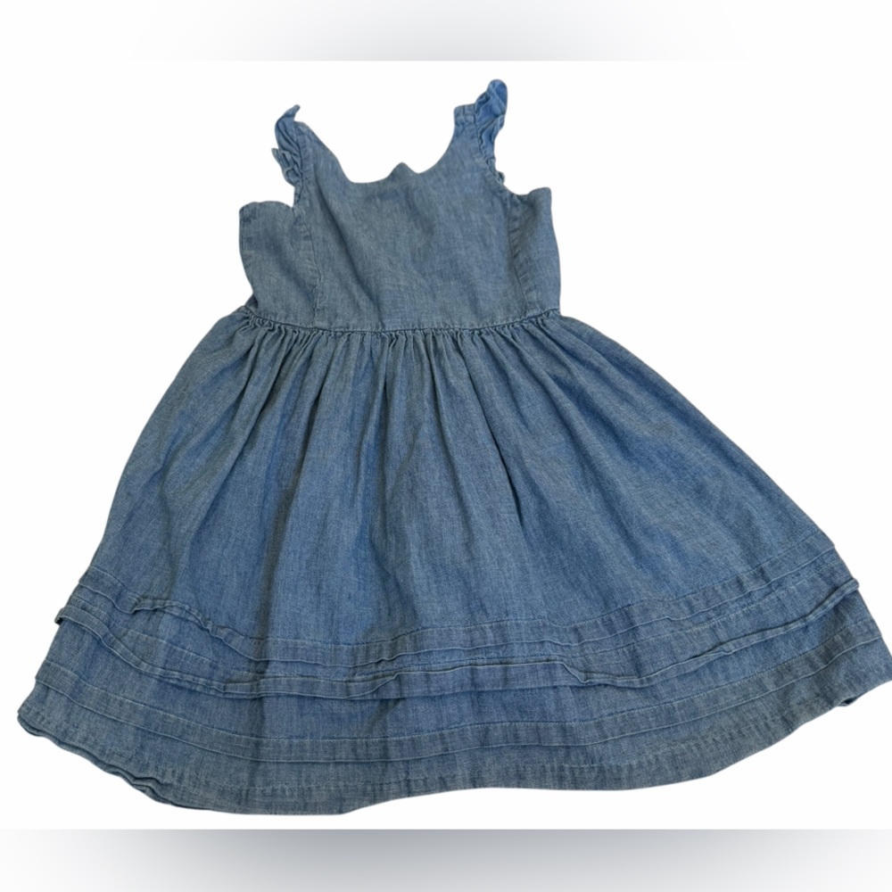 Polo by Ralph Lauren Blue Denim Girls Dress Size 10- Ruffle Details, Chambray